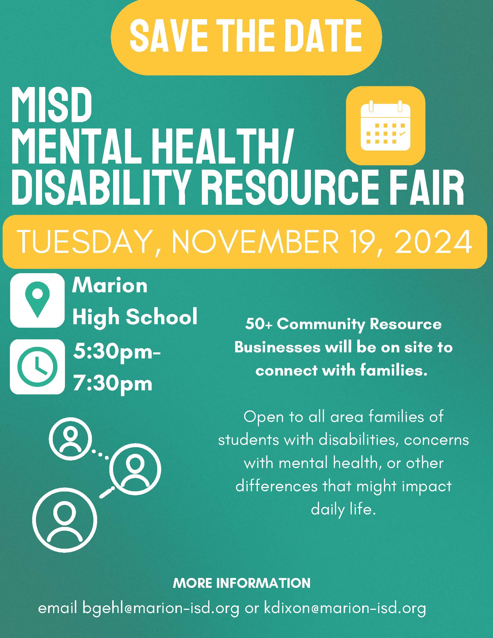 flyer with green background and yellow text